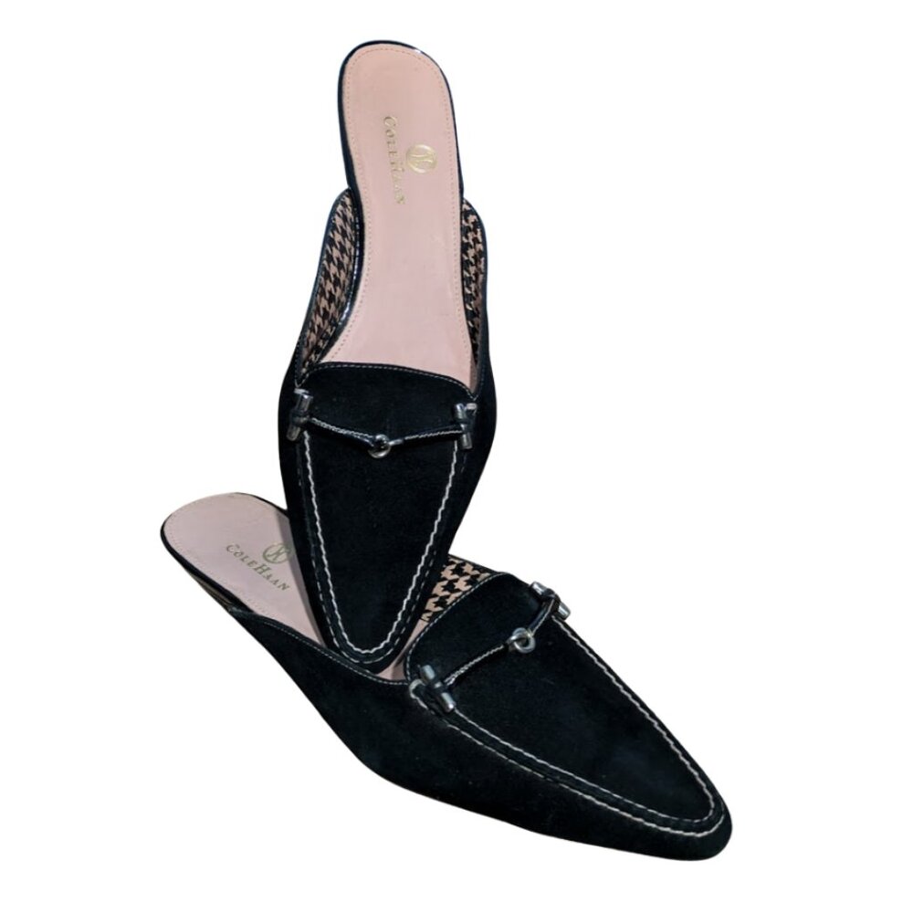 COLE HAAN Black Suede Mules Vintage size 6